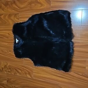 DB Established 1862 - Dress Barn Womens Classic Black Faux Fur Vest Sz L EUC